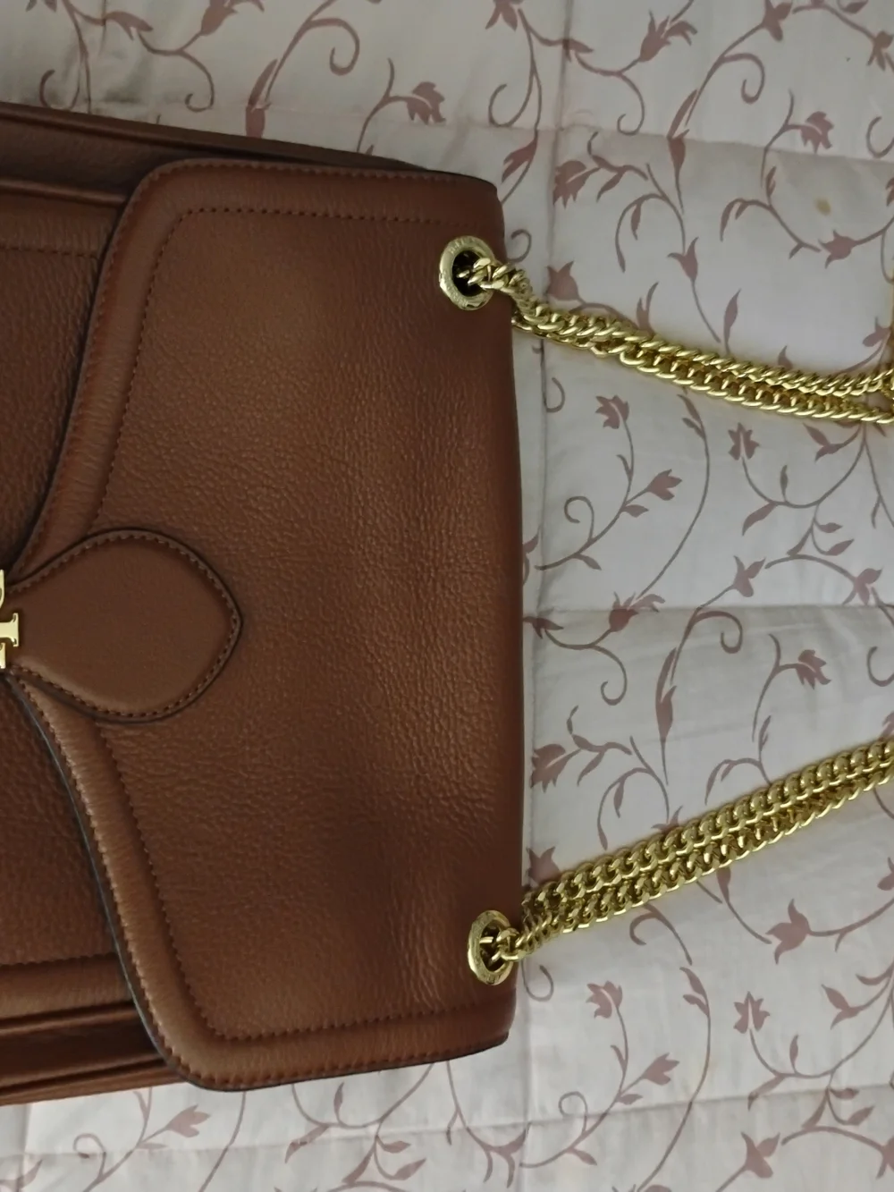 Ralph Lauren Brown Leather Chain Shoulder Bag